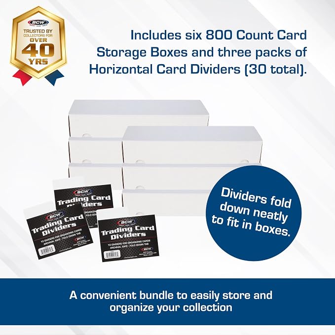 BCW 800ct Trading Card Storage Box & Horizontal Card Dividers – 6 Boxes & 30 Dividers | Sports Card, TCG & CCG Organizer | Trading Card Storage Solution - Image 2