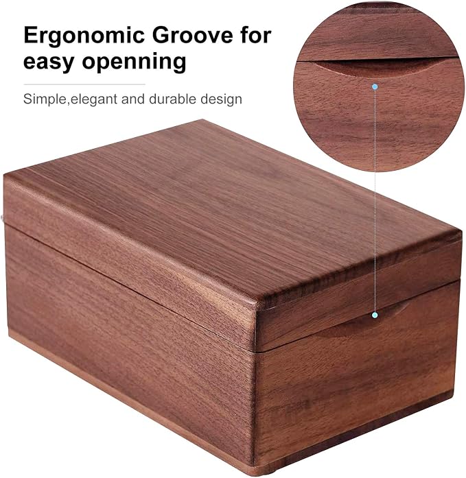 MaxGear Walnut Wood Business Card Organizer for 2.2" x 3.5" Cards | Business Card Holder for Desk, Index Cards Box Holds 300 Cards, Includes A-Z Tabs, Desktop Organizers for Office, Home - Image 4