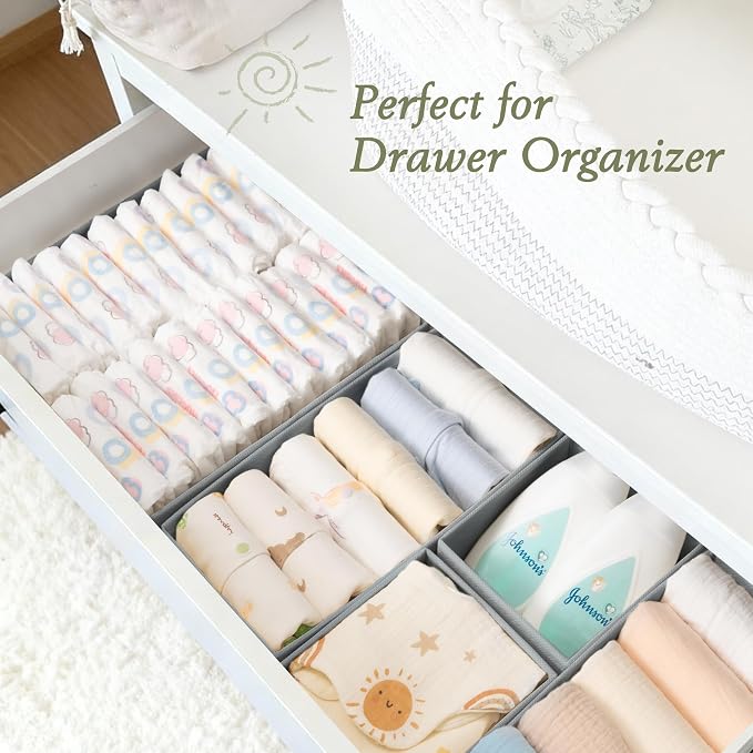 Drawer Organizers 18-Piece Set, Dresser Organizer for Baby Clothes, Foldable Closet Storage & Drawer Dividers for Underwear, Socks, Nursery (Gray) - Image 5