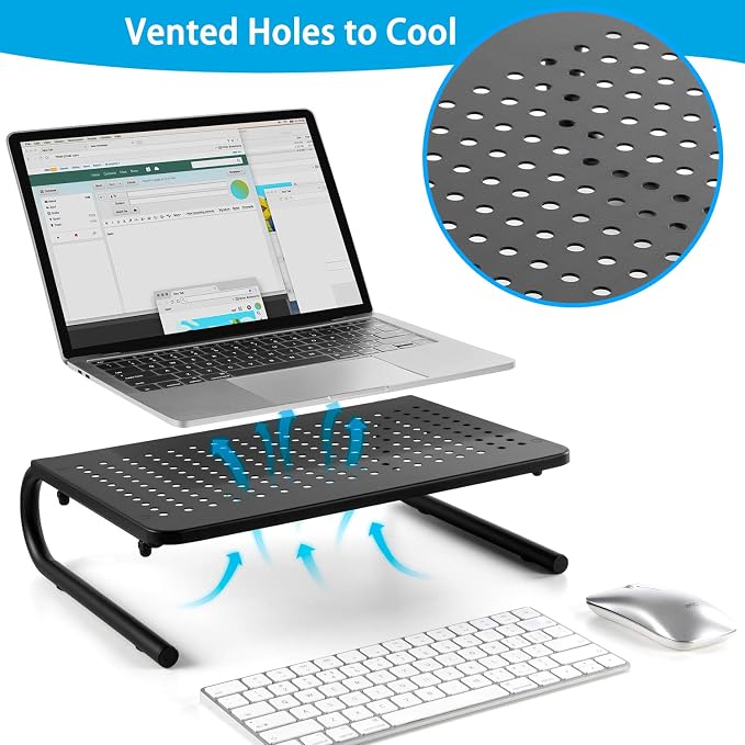 Monitor Stand - Monitor Stand Riser, Laptop Stand Riser for 15.6" Laptops, Computer Monitor Stand for 14.5 inch Screen, PC Stand, Printer Stand, for Home & Office - Image 3