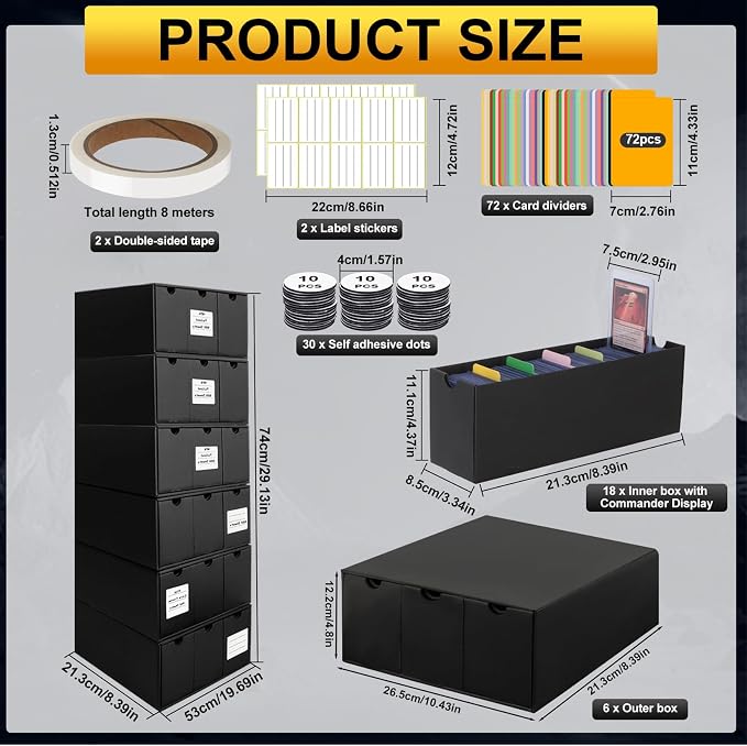Trading Card Storage Box, 14400+ Card Organizer with 24 Inner Boxes & 72 Card Dividers, Fits Sleeved Cards & Toploaders for MTG, TCG, YGO, PTCG, Sports Cards, with Labels & Tapes - Image 2