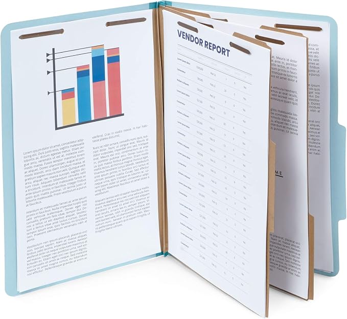 Blue Summit Supplies 10 Classification Folders, Legal 2 Divider, Light Blue | Heavy-duty, 2 in expansion, 2 prong fasteners, 2 dividers, 6 sections, for medical, legal, and personnel files - Image 4