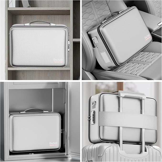 DocSafe Fireproof Document Box Hard Case with Lock ＆ Accordion File Folder | Fire and Water Resistant Safe Box,File Organizer,Multi-Pocket,Home Office Travel Storage for Important Document,Laptop,Silver - Image 6