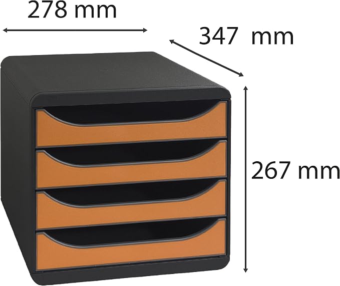 Exacompta Big-Box Iderama, 4 Drawers - Mouse Grey/Mandarin - Image 3