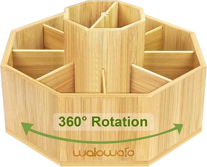 Bamboo Rotating Art Supply Organizer Caddy Holds 800+ Pencils Spinning Crayon 160 Marker Holder Desk Brush Colored Pencil Storage for Office Classroom Organization Stationary (Larger VER) - Image 5