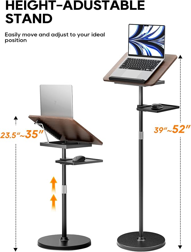 Lectern Podium Stand - Dual-Use Floor and Desktop Book Holder Stand, Height Adjustable Podium Lectern for Church, Weddings,Speech,Classroom-Black - Image 3