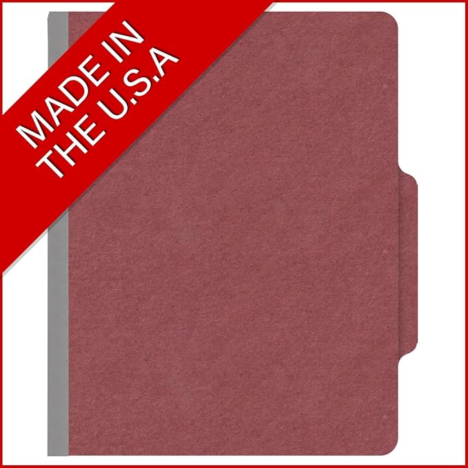 Top Tab Pressboard Folders, Letter Size, 2" exp, Fasteners Pos #1 & #3, Dark Red (Box of 25) - Image 5