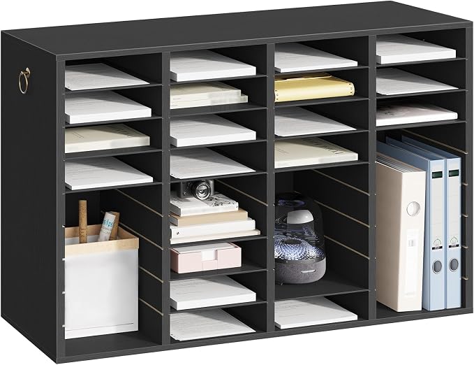 HOOBRO Wooden Literature Organizer, 36-Slot Mail Sorters, Removable Classroom Mailbox, Student Mailboxes for Classroom, Paper Storage Organizer, for Home, Office, Black BK36WF01 - Image 9