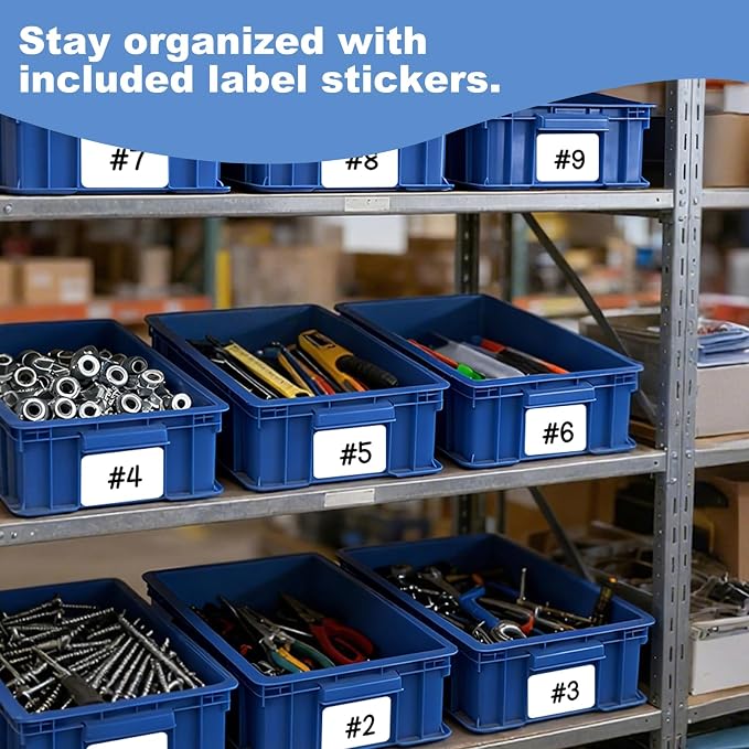 3-Pack Heavy Duty Part Bins, Stackable Tool Storage Bin for Hardware | Straight Wall Container for Screws, Nuts & Bolts, Industrial Organizer Bin for Wearhouse & Factory (13.5"L*10.3"W*5.1"H) - Image 4