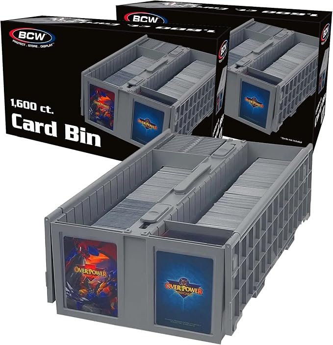 BCW Collectible Card Bin – (2-Pack, Gray) | Holds up to 1600 Cards | Plastic Storage Box for Pokémon, MTG & Sports Cards by BCW