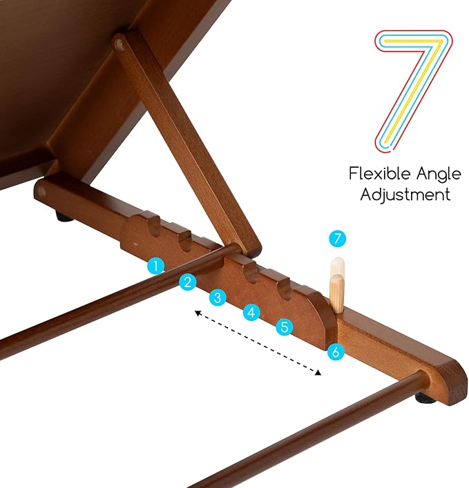 MEEDEN PRO A3 Tabletop Easel with Page Clips, 2 in 1 Versatile Drawing Board for Painting & Book Stand for Reading, 7-Position Adjustable Desktop Easel with Rubber Bands, Foldable Cookbook Holder - Image 4