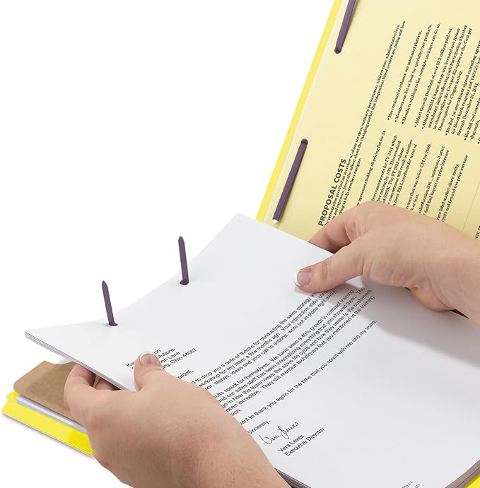 Smead Pressboard Classification File Folder with SafeSHIELD Fasteners, 1 Divider, 2" Expansion, Legal Size, Yellow, 10 per Box (18734) - Image 8