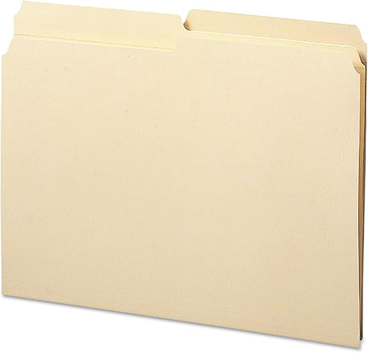 Smead File Folder, Reinforced 1/2-Cut Tab, Assorted Positions, Letter Size, Manila, 100 per Box (10326) by SMEAD
