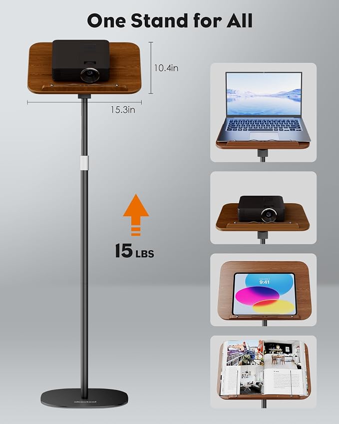 aboutool 2 in 1 Dual-use Floor Book Stand & Desktop Book Stand,Height Adjustable from 33-63in, Adjustable Book Holder with Elastic Page Clips for Music Scores, Recipe, Tablet, Laptop - Image 2