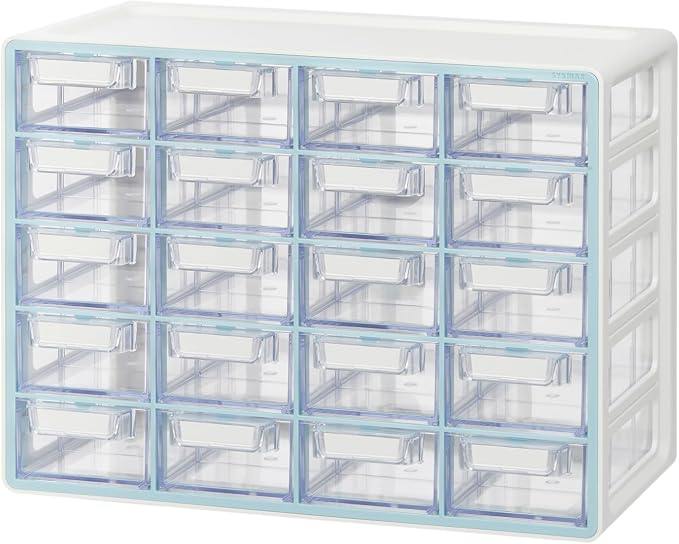 Blue Ginkgo 20-Drawer Storage Cabinet Organizer, Blue, Made in Korea | Stackable. Adjustable. Easy Visibility. by BLUEGINKGO