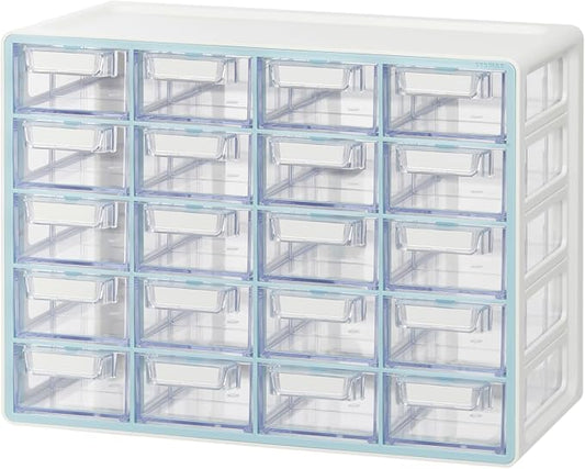 Blue Ginkgo 20-Drawer Storage Cabinet Organizer, Blue, Made in Korea | Stackable. Adjustable. Easy Visibility. by BLUEGINKGO