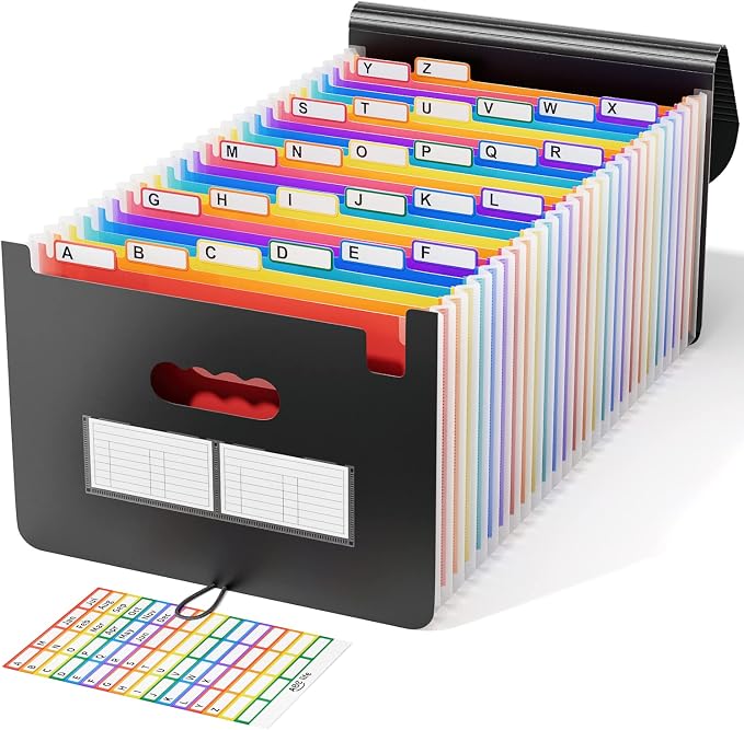 ABC life 26 Pockets Accordion File Organizer, Expanding File Folders | for Letter/A4 Size, File Organizer with A-Z Tabs for Bill Tax Receipt, File Folders for School, Home, Office Organization by ABClife