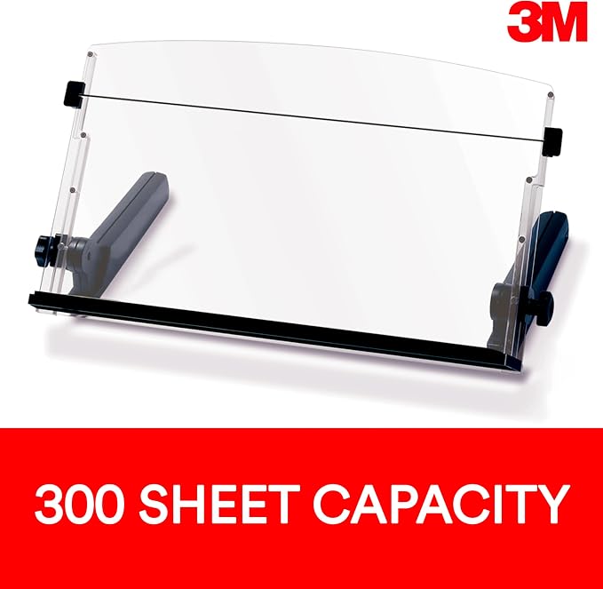 3M Adjustable in-Line Document Holder, Black, DH640, 1 Pack/Case | With Elastic Line Guide - Image 2