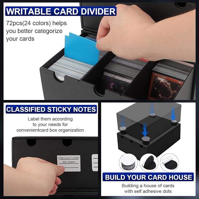 AOBOPLE Trading Card Storage Box,21000+ Cardboard Sports Card Boxes | Bulk Card Boxes with 72 Card Dividers,Labels +Tape,Stackable,Card Organizer for MTG TCG PTCG Sport Cards - Image 5