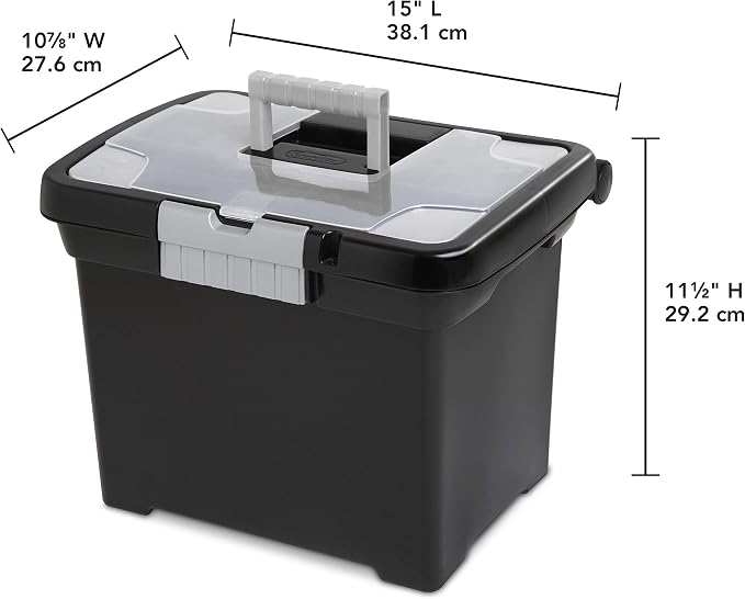 Sterilite Portable File Box, Letter File Storage Bin with Handle, 4 Pack | Heavy-Duty and Stackable Plastic Containers with Latches for Closet, Cabinet, Bedroom, Bathroom and Dorm Room Organization - Image 2