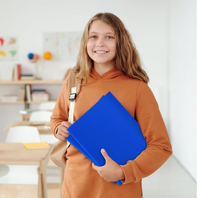 ViVin 60-Pack Heavy Duty 2 Pocket Folders, Plastic File Folders for School, Office and Home (Blue) - Image 8
