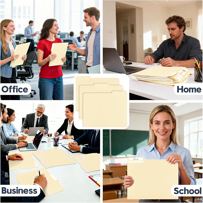 Manila File Folders, 150 Pack Bulk, Letter Size 8.5" x 11", 1/3 Cut Tabs in Assorted Positions, Includes Blank Labels, Sturdy Paper Stock for Office Business School Home Use,Manila - Image 7