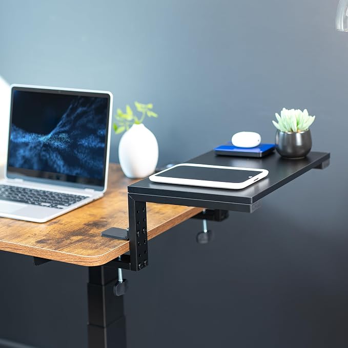 VIVO Clamp-on 15 inch Desk Extension Shelf for Gaming Devices, Ergonomic Computer Monitor and Laptop Riser, Printer Stand, Versatile with Freestanding Feet Included, Desktop Organizer, DESK-SHELF15B - Image 9