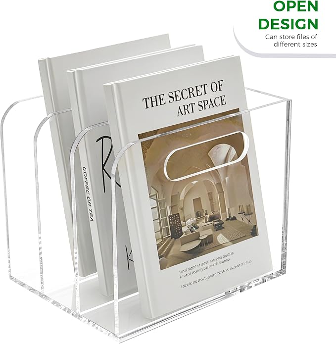 Lovemolly 3-Slot Clear Acrylic Magazine File Holder, Vertical Desk Organizer with Handle – No-Assembly Document Sorter for Office & Home, 7.48 x 6.69 x 6.3 in - Image 3