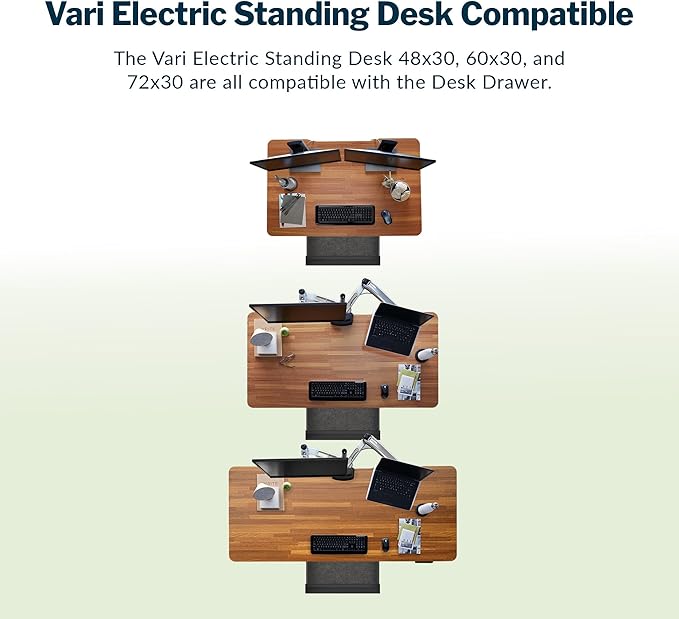 Vari Steel Under Desk Drawer - Slim Undermount Storage Organizer- Standing Desks Attachment- Versatile Placement Options, Efficient Workspace- Office Desk Accessory- (20.25" x 9.5" x 1.75") - Image 7