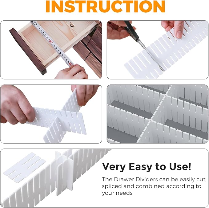 ALBAD Plastic Drawer Dividers Adjustable Drawer Organizer Dividers Separator for Tidying Clutter/Cutlery/Underwear/Socks/Clothes/Dresses/Boxes/Bins in Kitchen Bathroom Bedroom Office - Image 3
