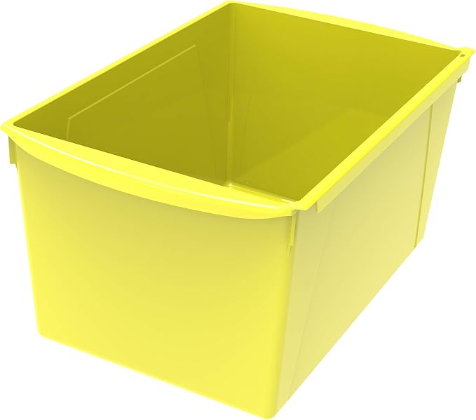 Storex Extra-Large Book Bin, Interlocking Plastic Organizer for Home, Office and Classroom, Yellow, 6-Pack (71132U06C) - Image 2