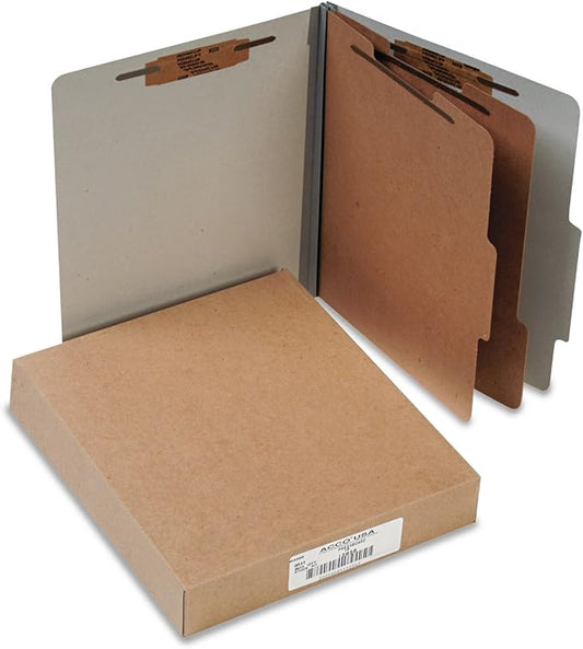 ACCO 15056 ACCO Pressboard 25-Point Classification Folders, Ltr, 6-Section, Mist GY, 10/Box by ACCO+Brands