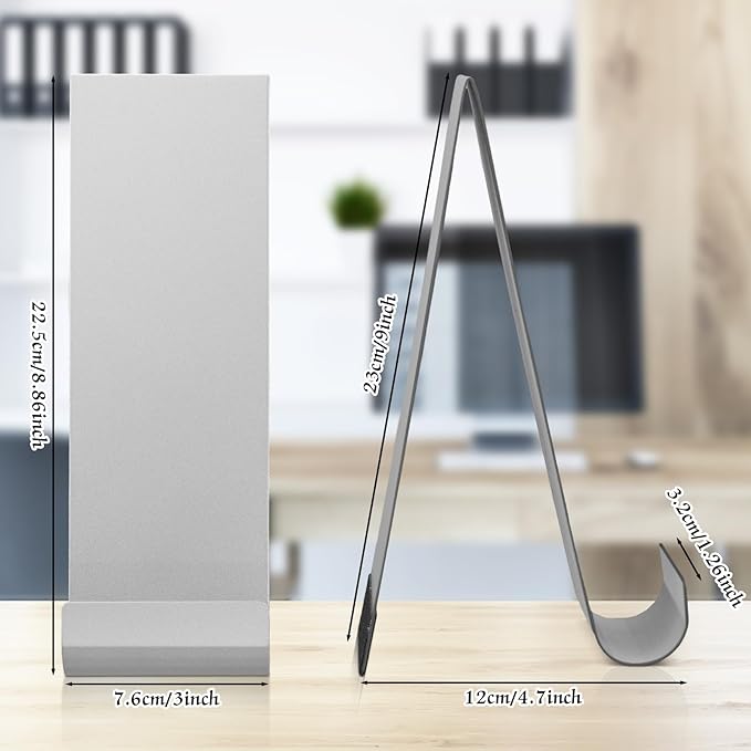 Yaocom 4 Pcs Metal Fancy Brochure Holder Display Flyer Brochure Holder Stand Table Vertical Countertop Literature Organizer for Booklets Pamphlet Magazine Menu Journals(Silver) - Image 2