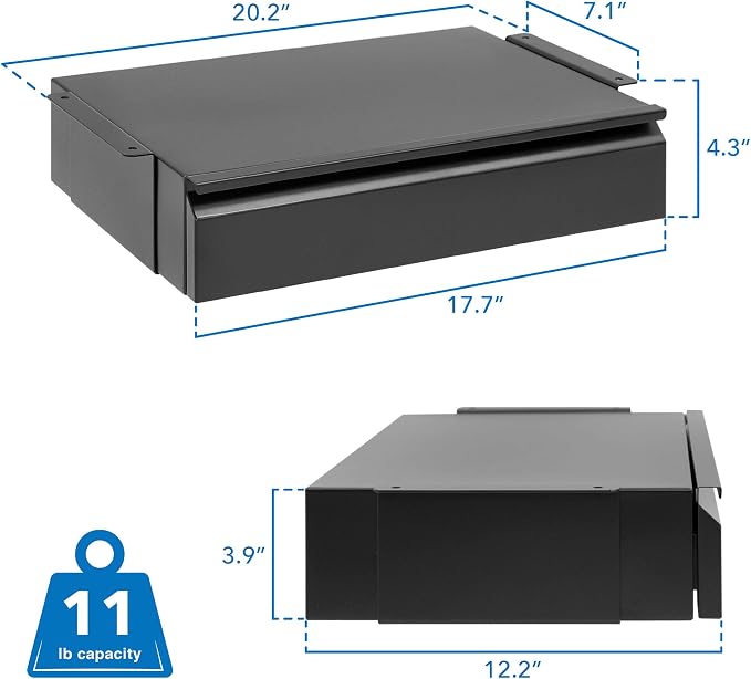Mount-It! Under Desk Pull-Out Drawer, Heavy-Duty Steel Under Table Slide-Out Storage Organizer, Smooth Glide Track, Fits Desks Over 0.71″ Thick, 11 lb Capacity - Image 3