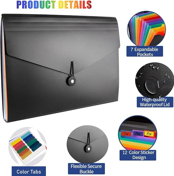 50 Pack Bulk Expanding File Folder, 8 Pocket Accordion File Holder Organizer, A4 Letter Size Paper Document & Receipt Organizer | 50 Accordion Filing Folders for Classroom, Office Supplies - Image 3