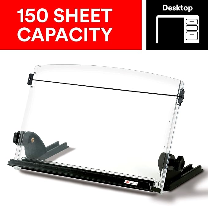 3M Desktop Document Holder 14 in x 12 in x 3 in | Desktop Document Holder For Desk And Typing, Adjudtable, Space Saving Design Holds Papers Vertical For Easy Viewing - Image 8