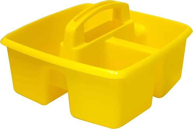 Storex 3-Compartment Small Caddy – Multipurpose Classroom Organizer with Handle, Yellow, 12-Pack (00950U06C) - Image 3