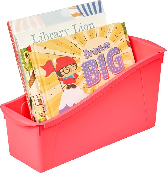 ECR4Kids Linking Plastic Storage Book Bin, Multipurpose Organization, Neon Orange, 10-Piece - Image 11