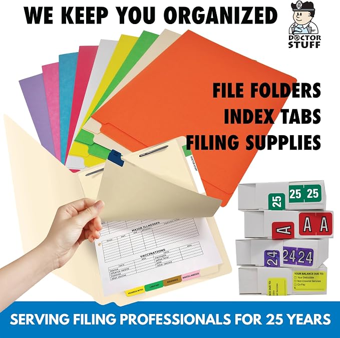 Tan File Folders, Doctor Stuff, Letter Size Reinforced End Tab Folder with 2" Bonded Fastener on Inside Back, 14 pt Stock, Box of 50 - Image 8