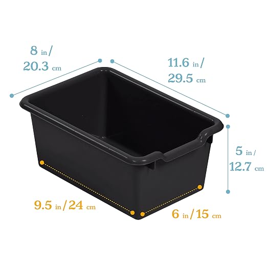ECR4Kids Scoop Front Storage Bins, Multipurpose Organization, Black, 10-Piece - Image 2