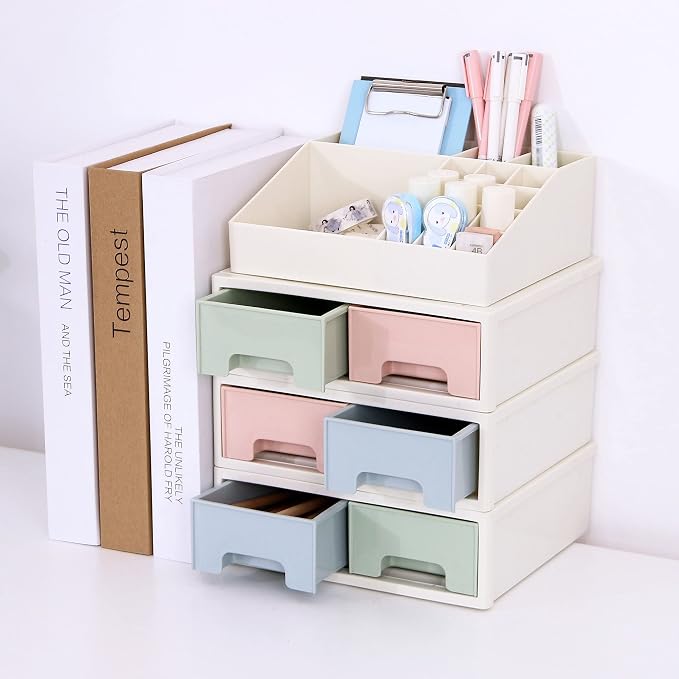 Desktop Organizer, Stationery Organizer Box, Pen/Pencil, Remote Control, Office Supplies, Business Card Holder, Free Combination, [TAF-11] w/ 3 Drawers + 16 Slots - Image 4