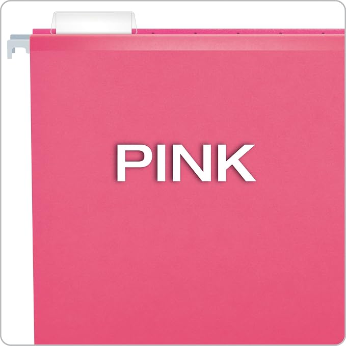 Pendaflex Reinforced Hanging Folders Letter Size Pink 1/5 Cut 25/Box and Two-Tone Color File Folders Letter Size 1/3 Cut Pink 100/Box Office Supply Bundle - Image 4