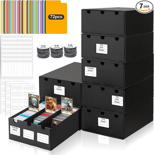 AOBOPLE Trading Card Storage Box,21000+ Cardboard Sports Card Boxes | Bulk Card Boxes with 72 Card Dividers,Labels +Tape,Stackable,Card Organizer for MTG TCG PTCG Sport Cards by AOBOPLE
