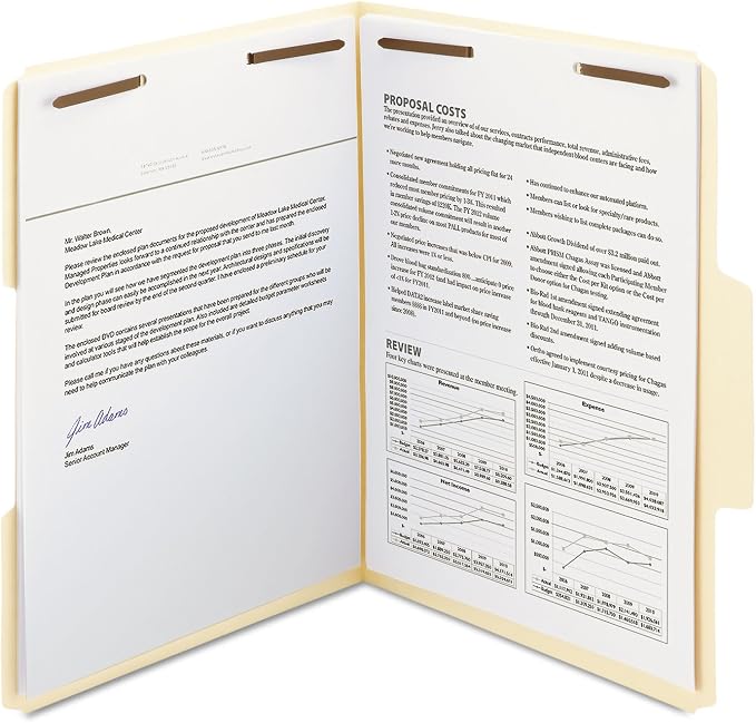 Smead SuperTab® Fastener File Folder, 2 Fasteners, Oversized Reinforced 1/3- Cut Tab, Guide Height, Letter Size, Manila, 50 Each per Box (14535) - Image 5