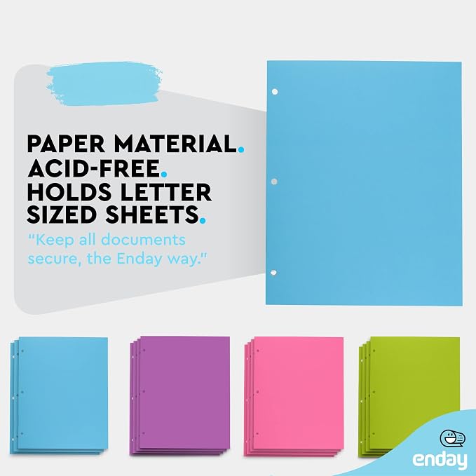 2 Pocket Folders Bulk 240 Pack - Colored Paper Folders with Pockets for Letter Size Paper, Binder Folders for Home or Office, Two Pocket Folder in Bulk, Assorted 4 Colors - by Enday - Image 4