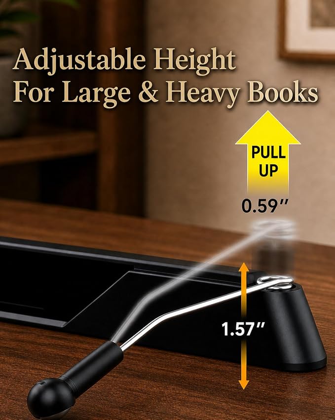 Adjustable Book Stand, Book Holders for Reading Hands Free | Ergonomic Stand for Cookbooks, Bibles, Laptops & Tablets with Page Clips and 360° Rotation - Image 8