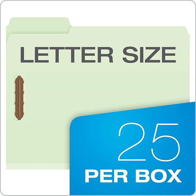 Pendaflex Pressboard Fastener Folders, Letter Size, Light Green, 2" Expansion, 1/3 Cut, 25/BX (17181) (Pack of 2) - Image 7