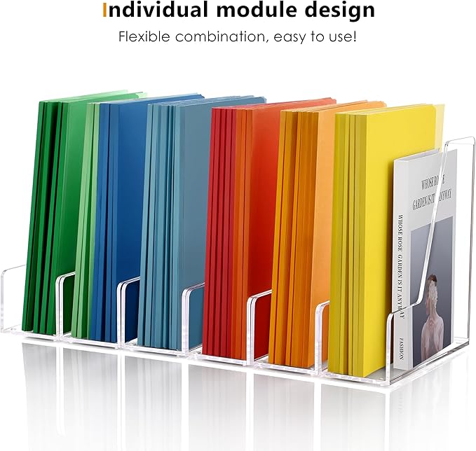 SANRUI 2-Pack Acrylic Magazine File Holder Desk Organizer Magazine Rack, Clear, Vertical File Sorter Holders, 9.45" D x 3.54" W x 10.24" H - Image 7