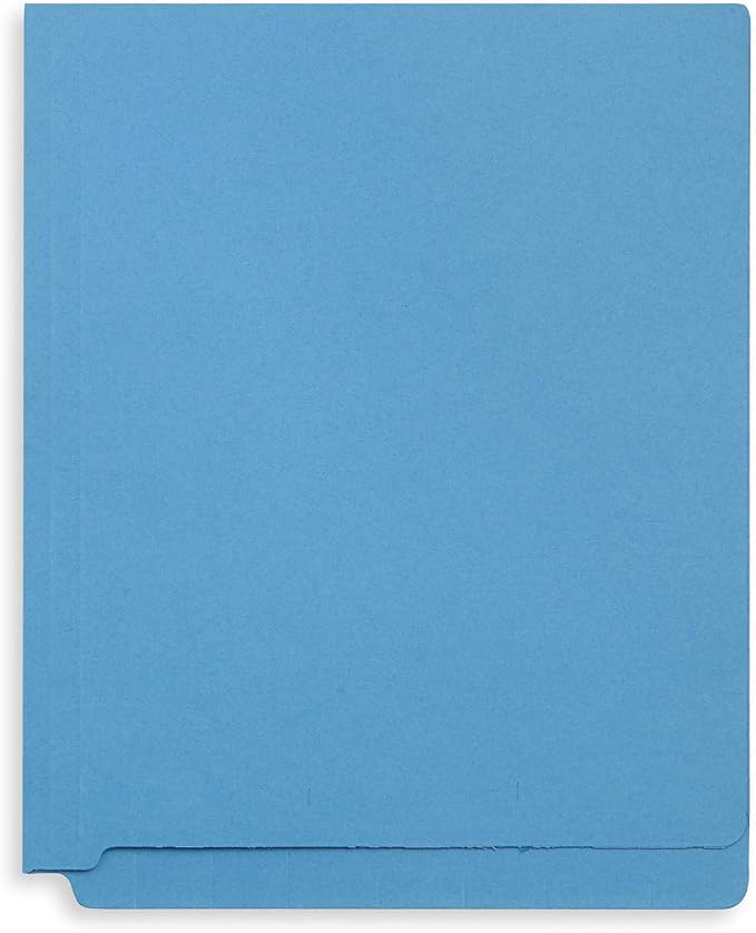 Blue Summit Supplies 50 End Tab Fastener File Folders, Blue | Reinforced end tab, letter size, 11pt, 2 prong bonded fasteners, for medical files, reports, and office records - Image 4