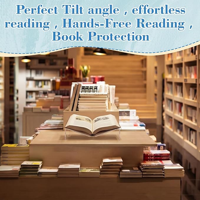 Sintuff Large Acrylic Open Book Display Stand 12.4" W X 7.87" d X 2.36" H, Open Bookstand Holder for Display and Reading Cookbooks, Art Books, Bibles, Magazines - Image 4